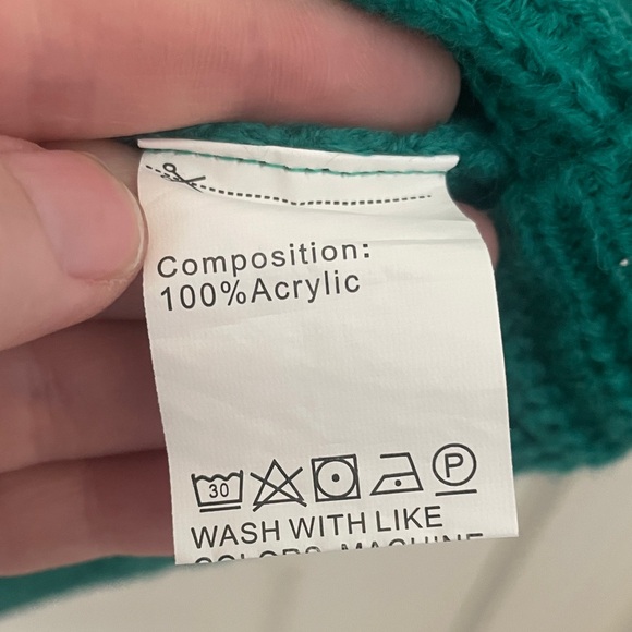 Knit honeycomb balloon sleeve Sweater Teal Blue Size Medium EUC - Picture 5 of 6